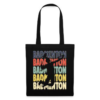 Cool Retro Text Silhouette Badminton - Sac en tissu - noir - Devant
