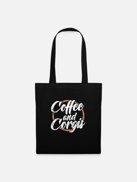 Welsh Corgi Hund Kaffee Hunde Hunderasse Geschenk - Stoffbeutel - Schwarz