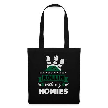 Rollin avec mon cadeau homies Retro Bowling - Sac en tissu - noir - Devant