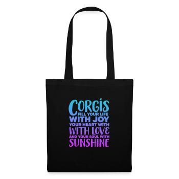 Corgi - Stoffbeutel - Schwarz - Vorne