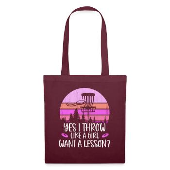 Oui je lance comme une fille veut une leçon disc golf - Sac en tissu - bordeaux - Devant