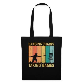 Retro Sunset Banging Chains prend des noms Disc Golf - Sac en tissu - noir - Devant