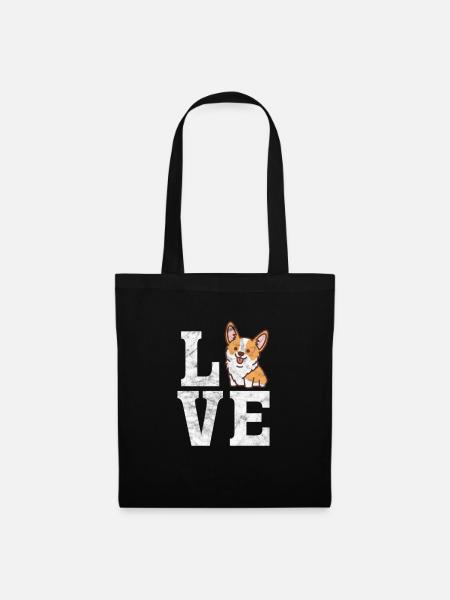 Welsh Corgi Hund Hunde Hunderasse Geschenk - Stoffbeutel - Schwarz