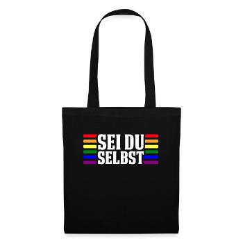Lesbisch Schwul Regenbogen LGBTQ Gay Pride CSD - Stoffbeutel - Schwarz - Vorne