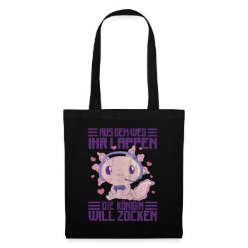 Die Königin Will Zocken Gamer Girl - Stoffbeutel - Schwarz - Vorne
