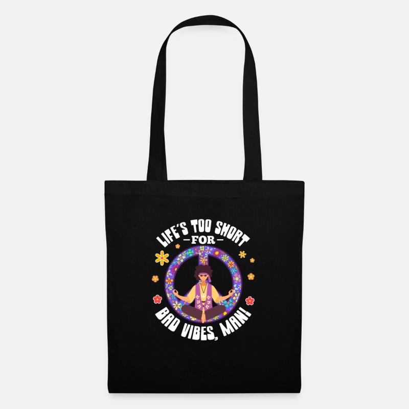 Hippie Peace Flower Power Love Frieden Geschenk - Stoffbeutel - Schwarz