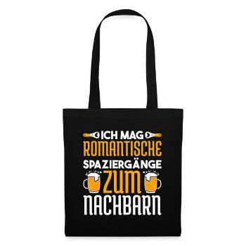 Lustig Nachbarschaft Bier Spaziergang Zum Nachbarn - Stoffbeutel - Schwarz - Vorne