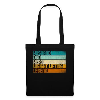 Retro Husband Dad Hero Weight Lifting Legend - Stoffbeutel - Schwarz - Vorne