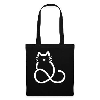 unendliche Liebe Herzform Katze - Stoffbeutel - Schwarz - Vorne