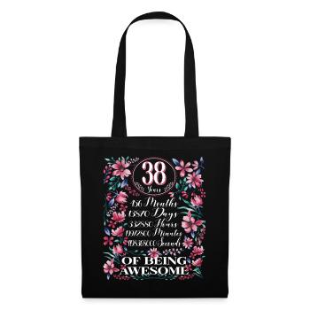 38 ans, mois Floral Femmes 38e anniversaire - Sac en tissu - noir - Devant
