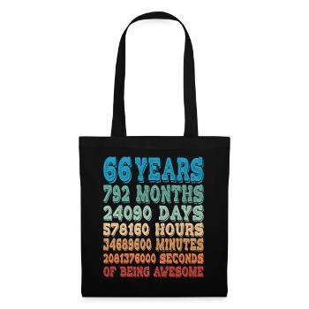66 Years Months Days Being Awesome 66. Geburtstag - Stoffbeutel - Schwarz - Vorne