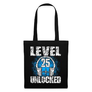 Niveau 25 Cadeau d’anniversaire débloqué 25 ans - Sac en tissu - noir - Devant