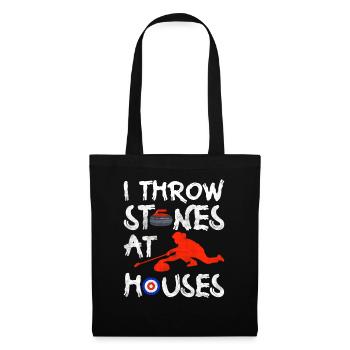 I Throw Stones At Houses Funny Curling - Stoffbeutel - Schwarz - Vorne