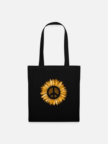 Hippie Peace Flower Power Love Frieden Geschenk - Stoffbeutel - Schwarz