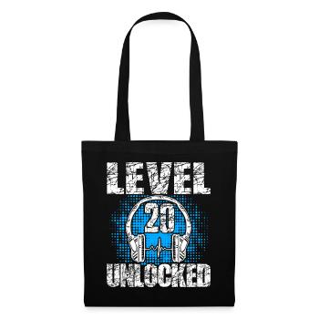 Level 20 Unlocked Geburtstagsgeschenk 20 Jahre - Stoffbeutel - Schwarz - Vorne