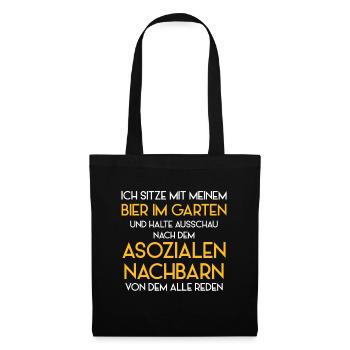 Asozialer Nachbar Lustig Nachbarn Nachbarscahft - Stoffbeutel - Schwarz - Vorne