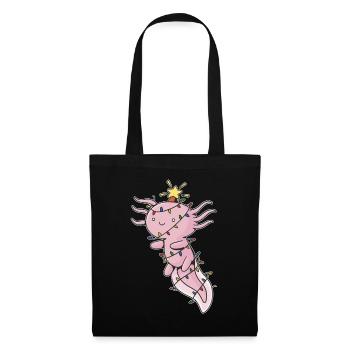 Weihnachten Süßes Axolotl Lichterkette - Stoffbeutel - Schwarz - Vorne