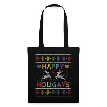 Regenbogen Gay Love LGBTQ Ugly Sweater - Stoffbeutel - Schwarz - Vorne