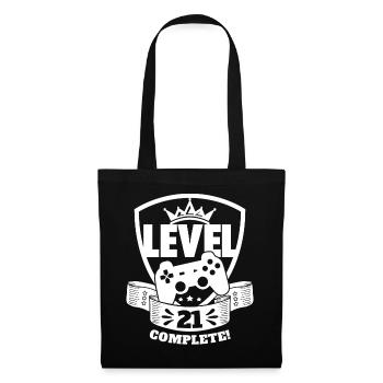 Level 21 Complete Geburtstagsgeschenk 21 Jahre - Stoffbeutel - Schwarz - Vorne