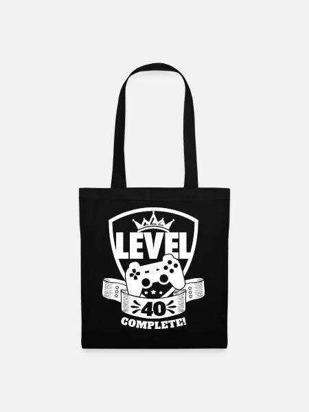 Level 40 Complete Geburtstagsgeschenk 40 Jahre - Stoffbeutel - Schwarz