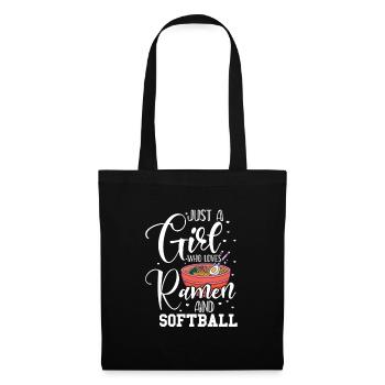Softball Girl Ramen Baseball Mädchen Geschenk - Stoffbeutel - Schwarz - Vorne