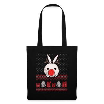 Häschen mit Geweih Weihnachtsoutfit - Stoffbeutel - Schwarz - Vorne