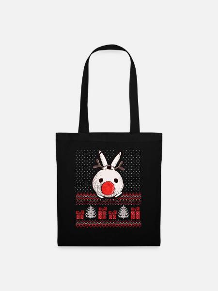 Lapin avec bois Tenue de Noël - Sac en tissu - noir