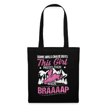 Cette fille passe devant des garçons avec une motoneige Braaaap - Sac en tissu - noir - Devant