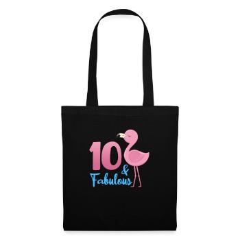 10e anniversaire Flamingo 10 ans cadeau - Sac en tissu - noir - Devant