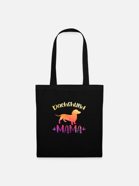 Dackel Mama Hund Hunde Dachshund Teckel Geschenk - Stoffbeutel - Schwarz