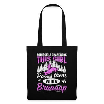 Cette fille passe devant des garçons avec une motoneige Braaaap - Sac en tissu - noir - Devant