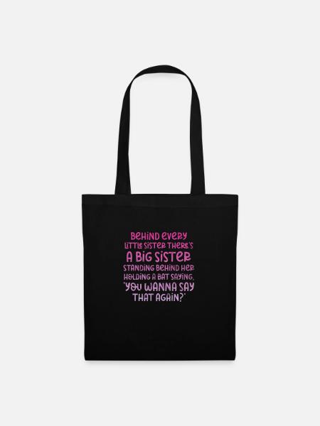 Große Schwester Bruder Geschwister Geschenk - Stoffbeutel - Schwarz