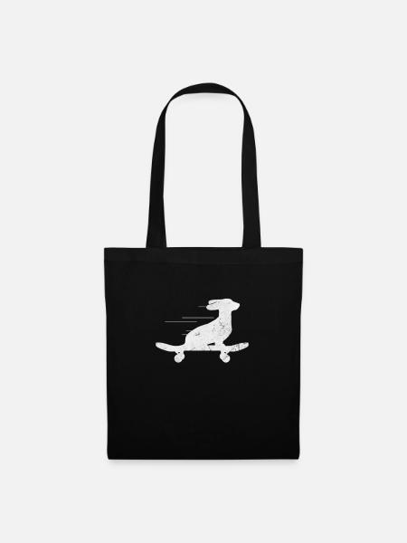 Dackel Skateboard - Stoffbeutel - Schwarz