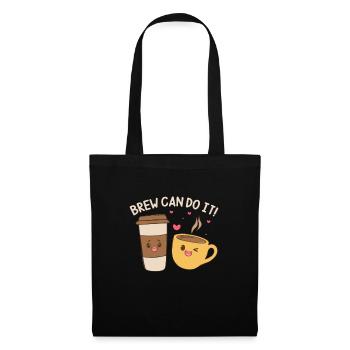Kaffee Koffein Espresso Barista Geschenk - Stoffbeutel - Schwarz - Vorne
