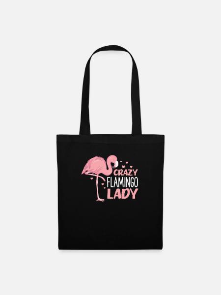 Flamingo Lady Pink Vogel Sommer Urlaub Geschenk - Stoffbeutel - Schwarz