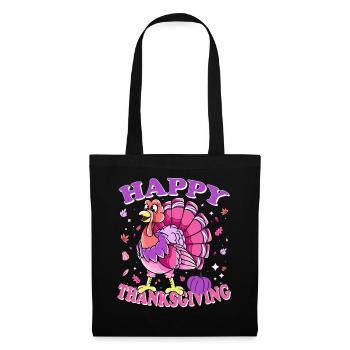 Female Turkey Happy Thanksgiving - Tote Bag - black - Front
