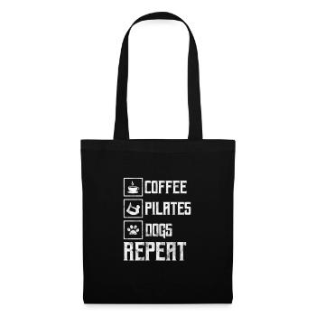 Kaffee Pilates Hunde - Stoffbeutel - Schwarz - Vorne