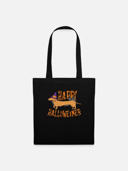 Dackel Halloween Hund Hunde Dachshund Geschenk - Stoffbeutel - Schwarz
