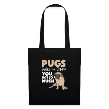 Carlin Chien Chien Ami Pet Pug Pug Pug Cadeau - Sac en tissu - noir - Devant