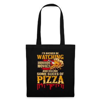 Amateur de pizza Je préfère regarder des films d’horreur - Sac en tissu - noir - Devant