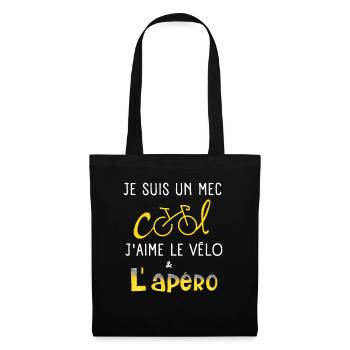 Mec Cool J'aime Le Velo Et L'apéro Humour - Sac en tissu - noir - Devant