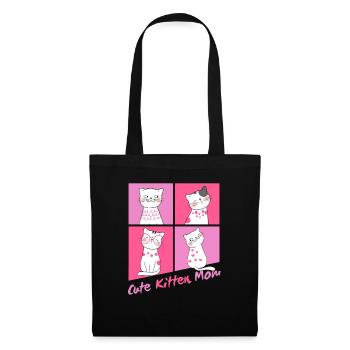 Kitten mom cat mother with cute kittens pink - Tote Bag - black - Front