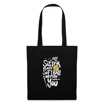 Softball Schwester Baseball Bruder Sport Geschenk - Stoffbeutel - Schwarz - Vorne