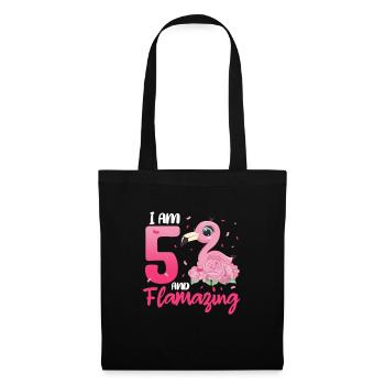 5ème anniversaire Flamingo cadeau 5 ans - Sac en tissu - noir - Devant