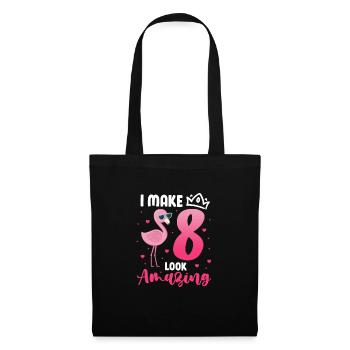 8ème anniversaire Flamingo 8 ans cadeau - Sac en tissu - noir - Devant