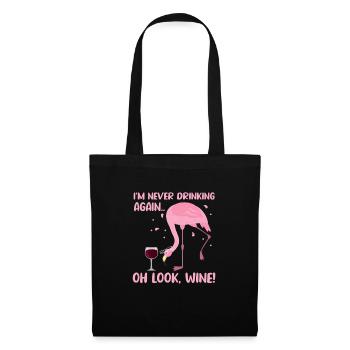Flamingo Wein Pink Vogel Sommer Urlaub Geschenk - Stoffbeutel - Schwarz - Vorne