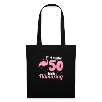 50e anniversaire Flamingo cadeau 50 ans - Sac en tissu - noir - Devant