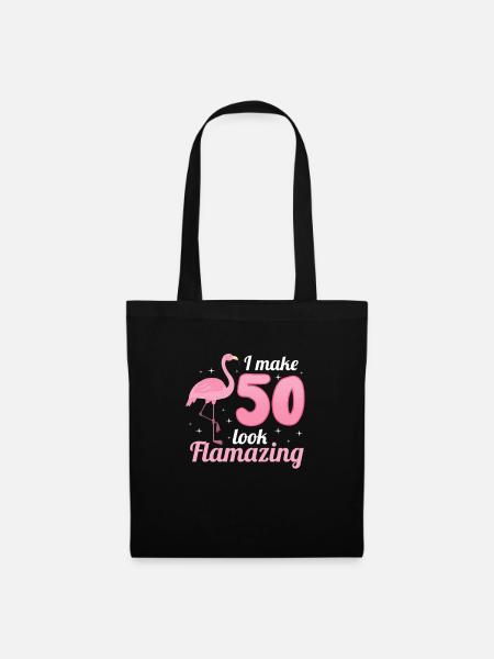 50. Geburtstag Flamingo 50 Jahre Geschenk - Stoffbeutel - Schwarz
