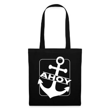 Ahoi Segeln Anker - Stoffbeutel - Schwarz - Vorne