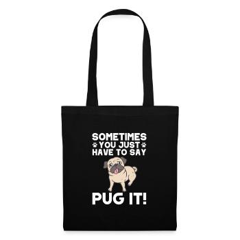 Carlin Chien Chien Ami Pet Pug Pug Pug Cadeau - Sac en tissu - noir - Devant